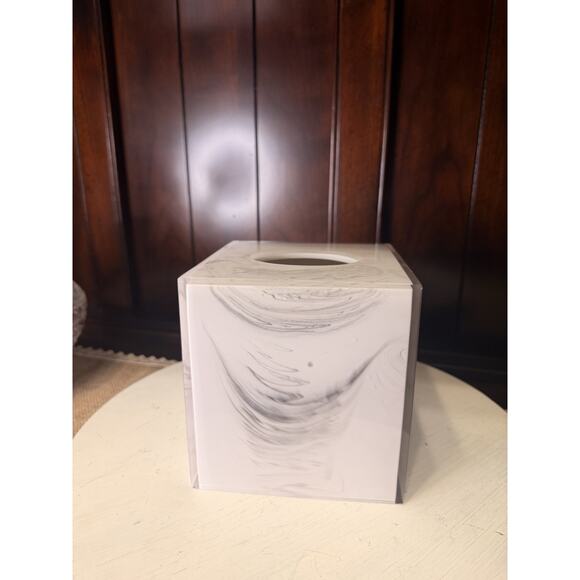 Kassatex Bath Marble And Lucite Tissue Box Holder Vintage main image 6